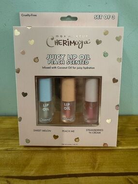 Cherimoya Juicy Lip Oil Set - Peach Scented, Pastel Trio